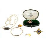 A group of antique and later jewellery to include an antique cultured pearl necklace, Victorian