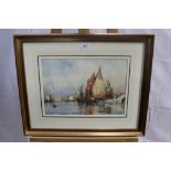 Frederick James Aldridge (1850-1933) pair of watercolours - shipping on the river, signed and