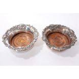 Pair of 19th Century Old Sheffield Plate Wine coasters with vine leaf borders