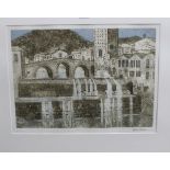 Valerie Thornton signed artists proof etching and aquatint - Fermiguano, dated ‘88, in glazed frame