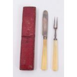 Georgian campaign set with knife and fork in original red case