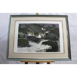 *Graham Clarke (b.1941) woodblock - Helford, 1967, 24/50, in glazed frame, 52cm x 17cm