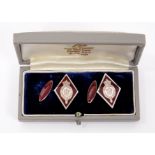 H.R.H. The Prince of Wales - pair silver and red enamel presentation cufflinks