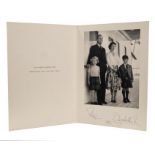 H.M Queen Elizabeth II and H.R.H. The Duke of Edinburgh, signed 1956 Christmas card with gilt
