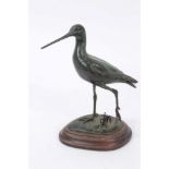 Patricia Northcroft (contemporary), patinated bronze figure of a wader bird, signed, raised on