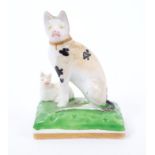 19th century English porcelain model of a cat and kitten
