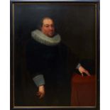 17th century oil on canvas - Portrait of a Gentleman wearing a ruff, in gilt and ebonised frame,