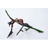 Tim Cotterill ‘Frogman’ enamelled bronze sculpture - Frog and branch, signed and numbered 602/2000,