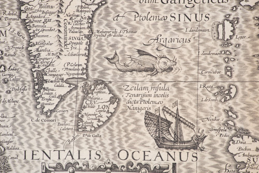 Gerhard Mercator (1512-1594), engraved map - ‘India Orientalis’ (J.Hondius 1609), Latin text verso, - Image 2 of 4