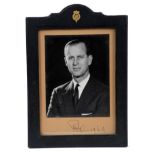 HRH Prince Philip signed photograph in frame