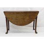 Mid 18th century figured mahogany drop leaf dining table