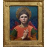 Attributed to Edgard Maxence (1871-1954) oil on canvas - The Angel, in fine gilt frame with scallop