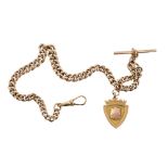 9ct gold watch chain with fob