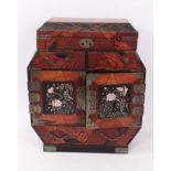 Japanese Meiji period parquetry and lacquer table cabinet