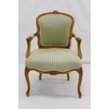 French open armchair with striped upholstery