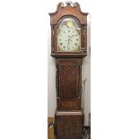 19th Century 8 day longcase clock by T Tansley of Birmingham, the painted arched dial with lunar