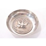 Contemporary silver plated dish commemorating 33 Flotille French Naval Air Arm.