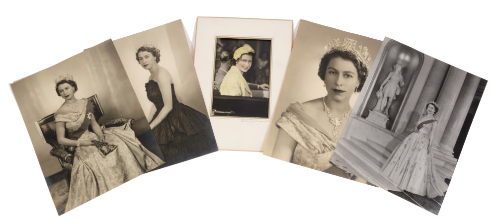 H.M. Queen Elizabeth II - a collection of six fine black and white portrait photographs taken by