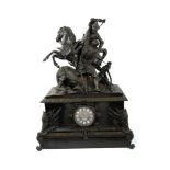 Bronze by Theodore Gechter, Charles Martel defeating the Saracen together with matching massive