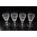 Collection of twenty-nine late Victorian sherry and liquor glasses with etched vine and leaf