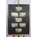 A framed display of seven 19th century English school watercolours