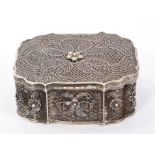Antique Chinese silver filigree box with gilded interior approx size 3 1/2" by 3"
