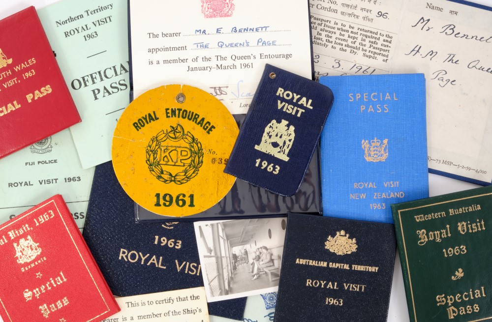 Rare collection of 1960s Royal Tour official special security passes