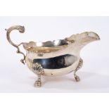 1930s silver sauce boat of conventional form.
