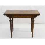 Victorian figured walnut card table