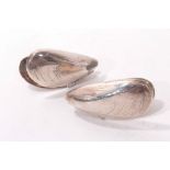 Pair of contemporary silver plated mussel shells