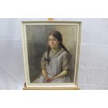 English School, early 20th century oil on board, girl seated