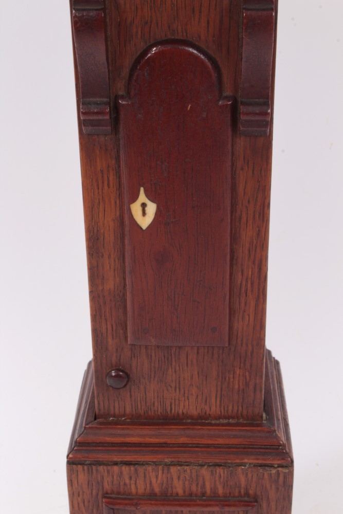 19th century oak pocket watch holder in the form of a miniature longcase clock - Image 3 of 7