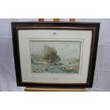 Sir Alfred East (1849-1913) watercolour - Lakeside scene, initialled, in glazed frame, 24cm x 35cm