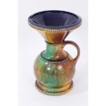 Late 19th century glazed pottery spittoon, probably designed by Christopher Dresser, with green,
