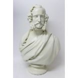 Victorian painted plaster bust of a nobleman by Patrick MacDowell (1799 - 1870)