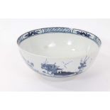 Late 18th Century Worcester bowl, painted in blue and white, possibly with a variation of the