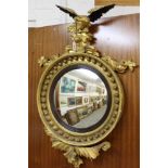 Regency gilt gesso convex wall mirror