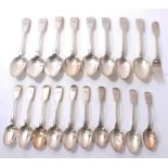 Collection of silver fiddle pattern flatware.