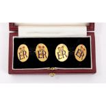 H.M. The Queen Elizabeth II - fine pair gold (9ct) and enamel Royal presentation cufflinks.