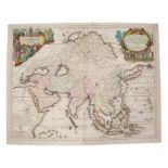 Nicolas de Fer (1646-1720), hand-coloured map - ‘L’ Asie’, dated 1722, 47cm x 60cm