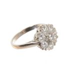 Diamond cluster ring with seven brilliant cut diamonds in 18ct white gold setting