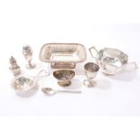 Mixed group of silver and silver plate including a Georgian silver pepperette.