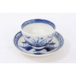 Late 18th century Caughley miniature (toy) blue and white tea bowl and saucer, painted with the