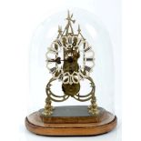 Victorian skeleton clock with single fusee movement