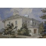 Victorian English School watercolour - Cove House, Silverdale, label verso, in glazed oak frame, 15.
