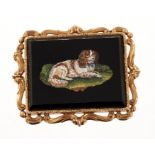 19th century gold mounted micro mosaic brooch with dog