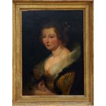 Early 19th century Continental school oil on canvas laid on panel - portrait of a lady, in gilt