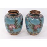 Decorative pair of Japanese cloisonné vases