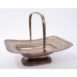 Georgian silver cake basket with fluted decoration