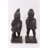 Antique pair of Black Forest carved wooden figures of gnomes